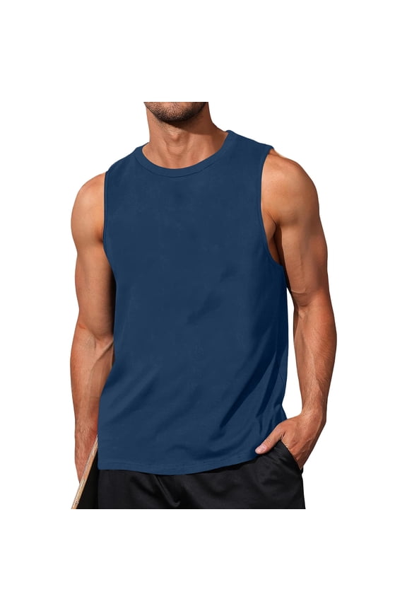 Mens Workout Tank Tops Sleeveless Muscle Cut Off Shirt Athletic Gym T Shirts, L