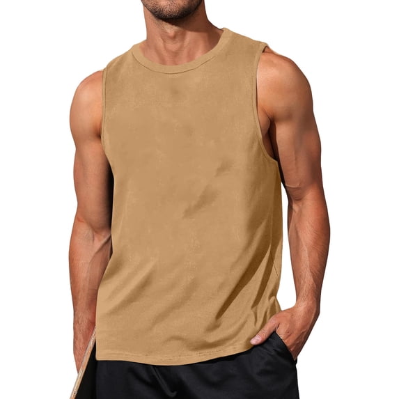 Mens Workout Tank Tops Sleeveless Muscle Cut Off Shirt Athletic Gym T Shirts, L