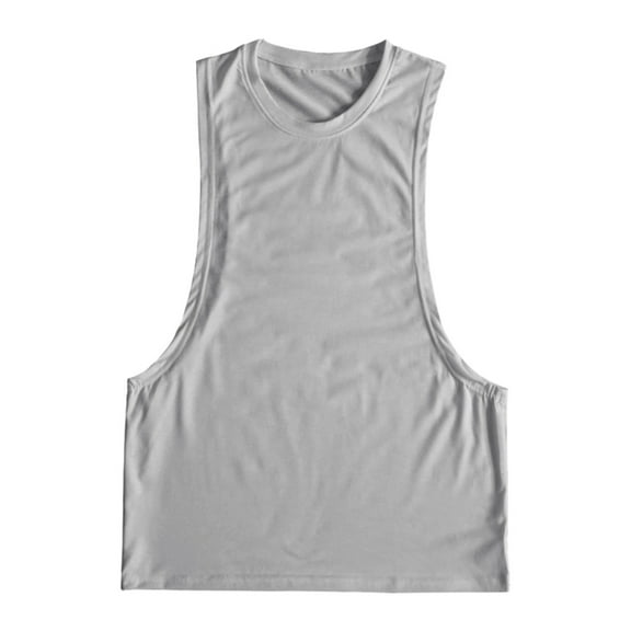 Mens Workout Tank Tops Thin Quick Dry Gym Bodybuilding Cut Off Sleeveless Muscle T Shirts Regular Fit Mens Tank Top Grey XXXL