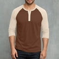 thumbnail image 1 of Mens Workout Top Long Sleeve Button Up Henley Shirt Casual Color Blocked Pullover Pajama Sleep Tops, 1 of 7