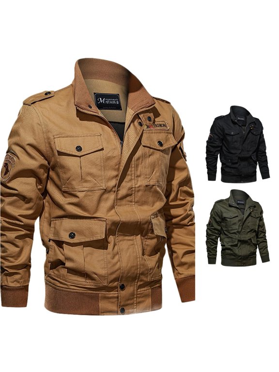 Mens Workwear Jacket Multi Pocket Casual Utility Coat with Pockets for Fall Winter Casual Wear