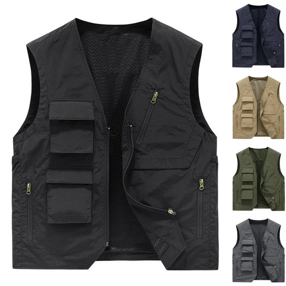 Mens Workwear Solid Vest Coat Sleeveless Hoodless Jacket Tank Tops