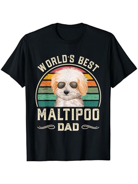 Mens World'S Best Maltipoo Dad Vintage Dog Dad T-Shirt
