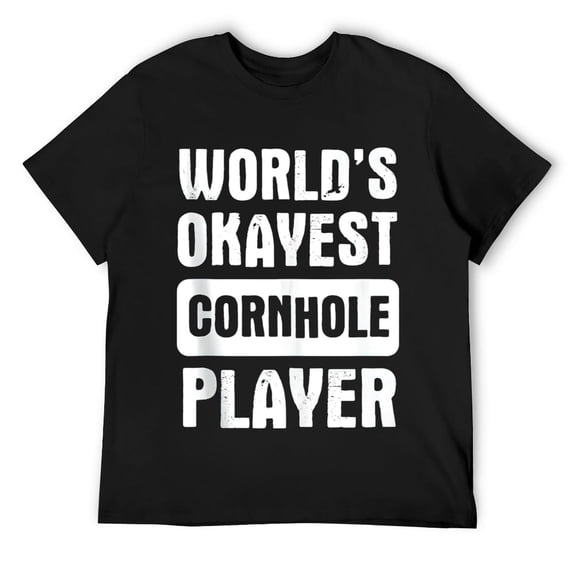 Mens World's Okayest Cornhole Player - Bean Bag Toss Game Quote T Shirt Black