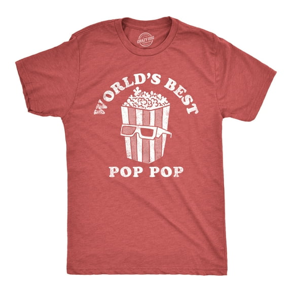 Mens Worlds Best Pop Pop T Shirt Funny Father's Day Gift Movie Popcorn Lovers Tee for Guys Graphic Tees