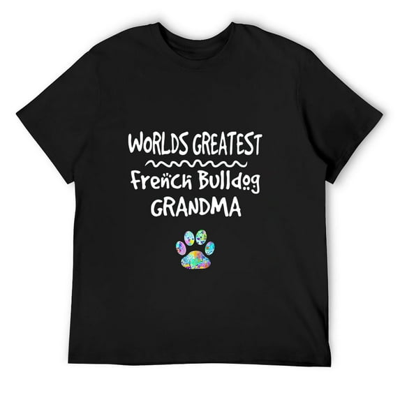 Mens Worlds Greatest French Bulldog Grandma Cute Dog Paw Print T Shirt Black