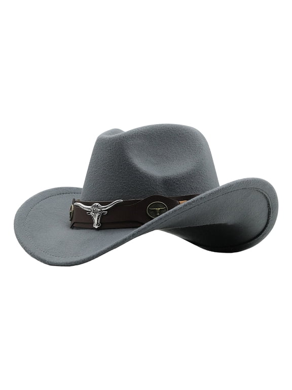 Mens Woven Classic Western-Style Hathat Baberdicy Men'S And Women'S Woven Classic Western-Style Hathat, Western Outdoor Cap for Women Grey Cattleman Hat for Winter