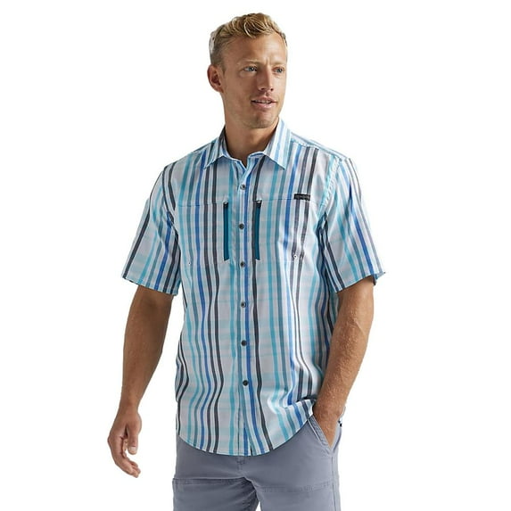 Mens Wrangler Blue Striped Horizon Shirt