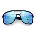 thumbnail image 1 of Mens Wrap Arm Oversized Sport Rectangle Mirror Lens Plastic Sunglasses Black - Blue Mirror, 1 of 7