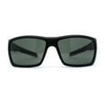 thumbnail image 1 of Mens Wrap Around Rectangle Biker Plastic Sunglasses Matte Black Green, 1 of 4