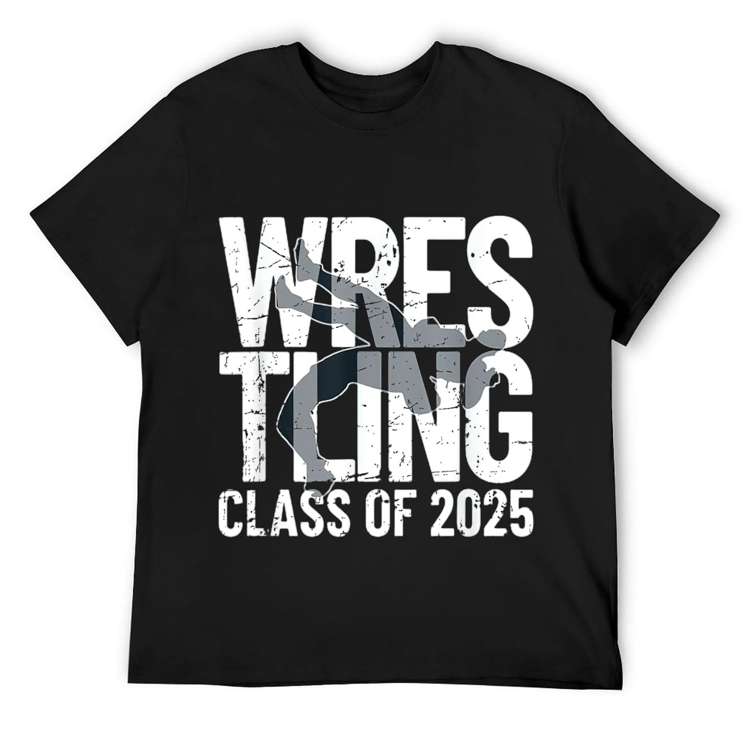 Mens Wrestling Class of 2025 Wrestler Silhouette TShirt Black