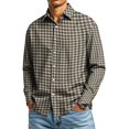 thumbnail image 1 of Mens Wrinkle Free Plaid Long Sleeve Lapel Collar Button Down Shirt 4 Way Stretch Regular Fit Soft Fabric Business Casual Work Easy Outfit Pairing Fall Tops L, 1 of 1
