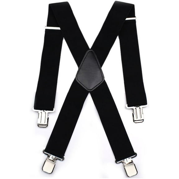 Mens X Shape Braces Adjustable and Elastic Suspenders with A Very Strong Clips - Heavy Duty 50MM Wide Classical Design