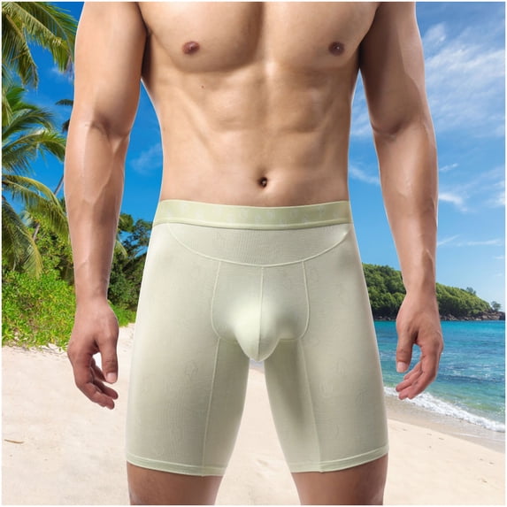 Mens XL Green Boxer Briefs - Modal Cotton Polyester, Contoured Pouch, Breathable, Anti-Chafe, Comfort Waistband for All-Day Wear