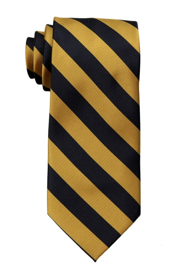 Mens XL Long College Striped Necktie Ties - Gold Black