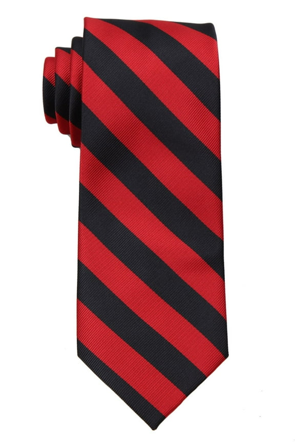 Mens XL Long College Striped Necktie Ties - Red Black