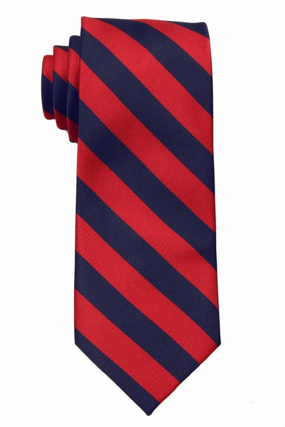 Mens XL Long College Striped Necktie Ties - Red Navy