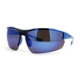 thumbnail image 1 of Mens Xloop 80s Color Mirror Half Rim Sport Plastic Sunglasses Blue Mirror, 1 of 4