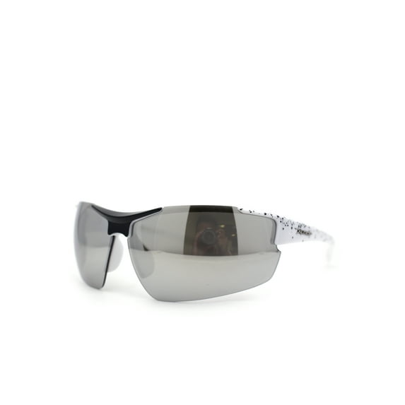 Mens Xloop 80s Color Mirror Half Rim Sport Plastic Sunglasses White Silver Mirror