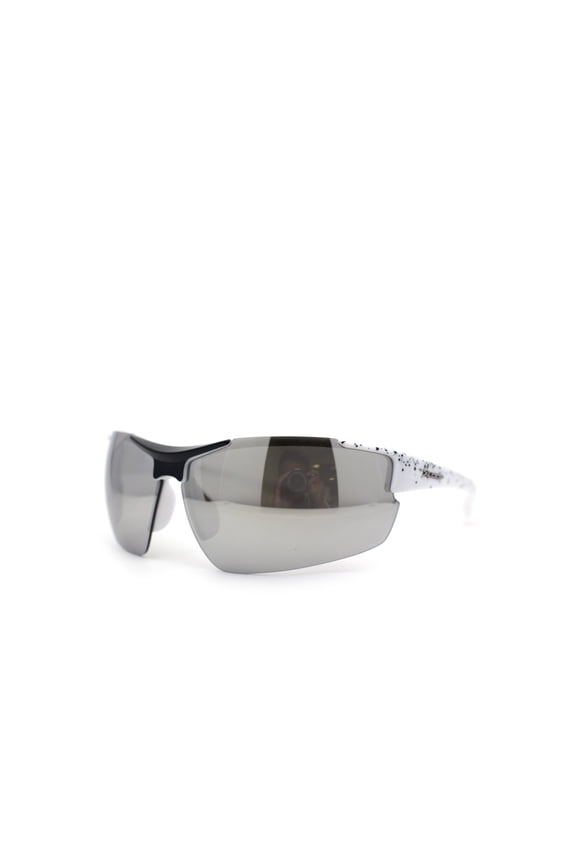 Mens Xloop 80s Color Mirror Half Rim Sport Plastic Sunglasses White Silver Mirror