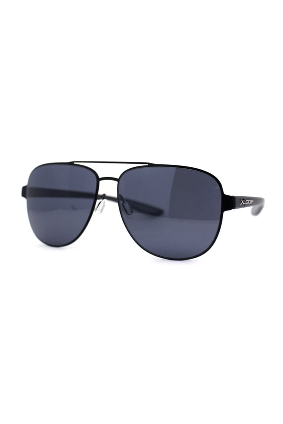 Mens Xloop 90s Classic Officer Cop Sport Rectangle Metal Sunglasses All Black