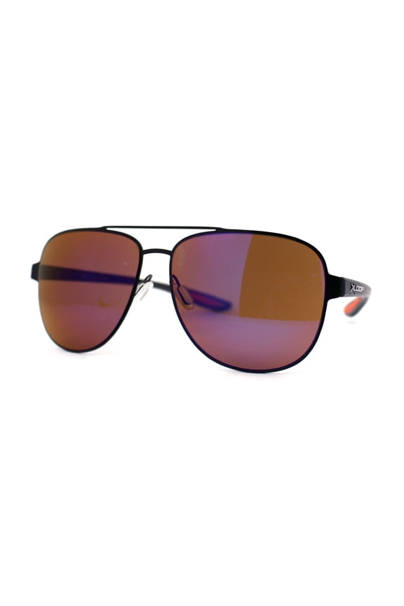 Mens Xloop 90s Classic Officer Cop Sport Rectangle Metal Sunglasses Black Orange Purple Mirror