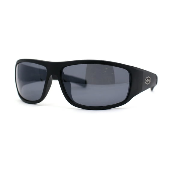 Mens Xloop Classic 90s Sport Wrap Plastic Sunglasses Matte Black