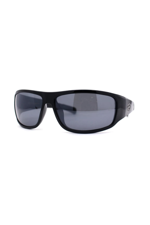Mens Xloop Classic 90s Sport Wrap Plastic Sunglasses Shiny Black