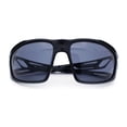 thumbnail image 1 of Mens Xloop Classic Mirror Lens Rectangle Wrap Biker Style Plastic Sunglasses All Black, 1 of 1