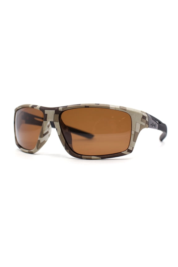 Mens Xloop Digital Camo Print Rectangle Wrap Sport Sunglasses All Brown
