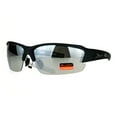 thumbnail image 1 of Mens Xloop Rectangular Half Rim Baseball Sport Plastic Sunglasses Silver Mirror Grey, 1 of 4
