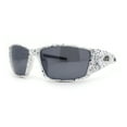 thumbnail image 1 of Mens Xloop Thick Temple Sport Biker Wrap Sunglasses White Black, 1 of 4
