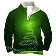 thumbnail image 1 of Mens Xmas Sweatshirts Quarter Zip Long Sleeve Crewneck Pullover Sweatshirt Xmas Gift Winter Casual Athletic Mens Sweater Green 4XL, 1 of 3