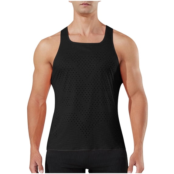 Mens Y-Back Workout Tank Tops Muscle Fit Sleeveless Shirts Quick Dry Bodybuilding Training Athletic Tee Mesh Breathable Ventilated Summer Activewear for Dad