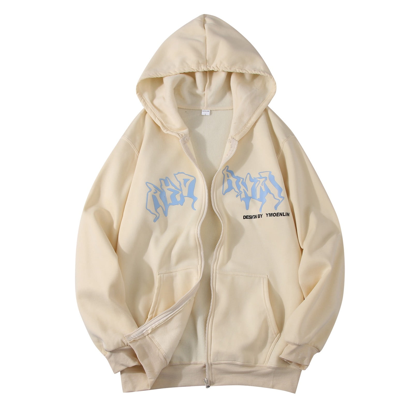 Mens Y2K Zip Up Hoodie Gothic Oversized Sweatshirt Vintage Graphic Print Baggy Academia Sweatshirts for Men Women