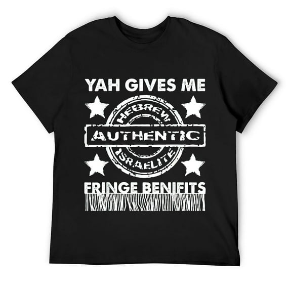 Mens Yah Gives Me Fringes Benefits Hebrew African Tribes T-Shirt Black