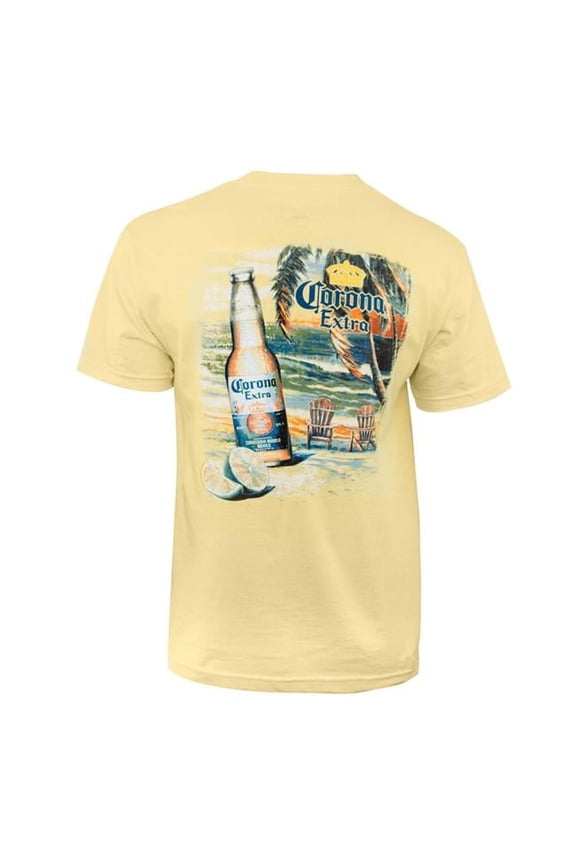 Mens Yellow Beach Scene T-Shirt - Large