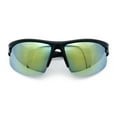 thumbnail image 1 of Mens Yellow Mirror Half Rim Sport Wrap Plastic Sunglasses Matte Black, 1 of 6