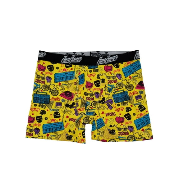 Mens Yellow Music Graffiti Cotton Stretch Boxer Briefs X-Large
