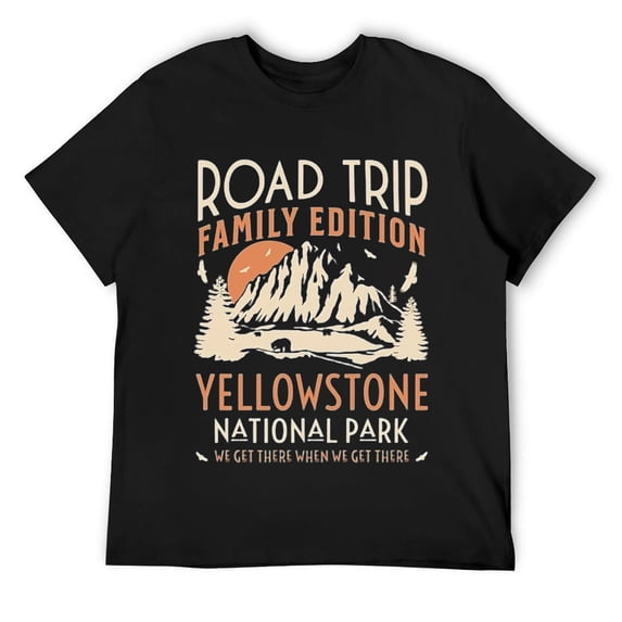 Mens Yellowstone US National Park Family Road Trip Vacation T Shirt Black 2X-Large