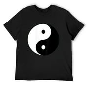 Mens Ying Yang Tai Chi Peace Chinese Feng Shui Bagua Daoism Round Neck T-Shirt Black