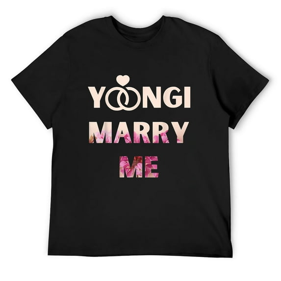 Mens Yoongi Marry Me T-Shirt Black 3X-Large