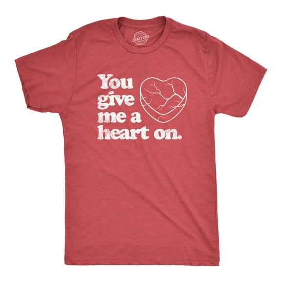 Mens You Give Me A Heart On T Shirt Funny Valentines Day Joke Graphic Novelty Tee Graphic Tees
