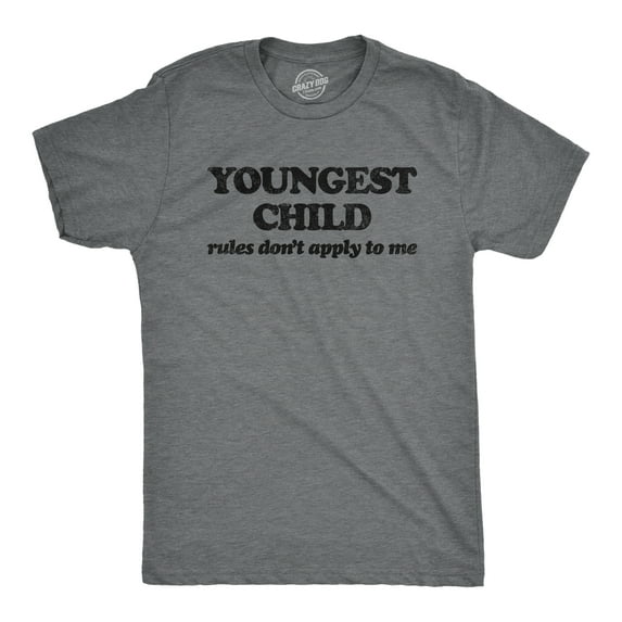 Mens Youngest Child Rules Dont Apply T Shirt Funny Sarcastic Sibling Novelty Tee for Guys Graphic Tees