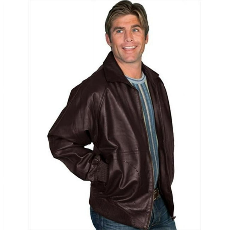 Mens Zip Front Leather Jacket, Brown Lamb, XXL - Walmart.com