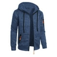 thumbnail image 1 of Mens Zip Up Hoodie Cargo Jackets, Sweatshirts for Men Solid Color Work Hoodies Long Sleeve Tops Casual Hooded Pullover with Pockets Drawstring Coats Hoody for Sports Running Navy S, 1 of 4