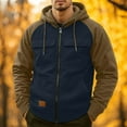 thumbnail image 1 of Mens Zip Up Jackets with Multi-Pockets Fleece Lined Long Sleeve Hoodies & Sweatshirts Casual Color Block Thermal Warm Athletic Workout Outerwear Coats, 1 of 6