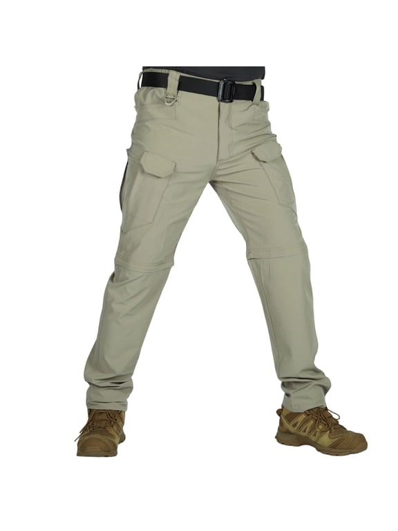 Mens Zip Off Pants Convertible Trekking Trousers Detachable Legs Stretch Utility Pants Summer Fall Travel Outdoor Khaki M