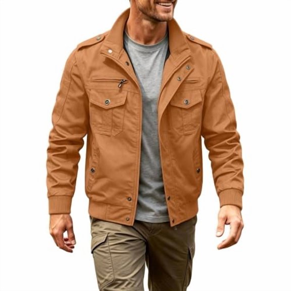 Mens Zip Up Bomber Jacket Long Sleeve Fashion Stylish Jackets Winter Warm Outdoor Hiking Zip Up Sweater Jacket for Daily Wear Coat with Pockets