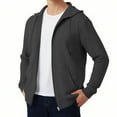thumbnail image 1 of Mens Zip Up Hooded Jacket Drawstring Casual Long Sleeve Hoodies Sweatshirt Loose Lightweight Fit Sports Fashion Coat with Pockets, 1 of 5